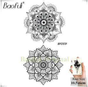 Baofuli Waterproof Temporary Sticker Geometric Planet Jellyfish Tattoo Black Triangle Tattoos Body Arm Men Fake Tatoos Chains