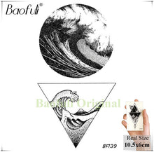 Load image into Gallery viewer, Baofuli Waterproof Temporary Sticker Geometric Planet Jellyfish Tattoo Black Triangle Tattoos Body Arm Men Fake Tatoos Chains