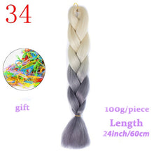 Load image into Gallery viewer, MERISIHAIR 24 inch Jumbo Braids Long Ombre Jumbo Synthetic Braiding Hair Crochet Blonde Pink Blue Grey Hair Extensions African