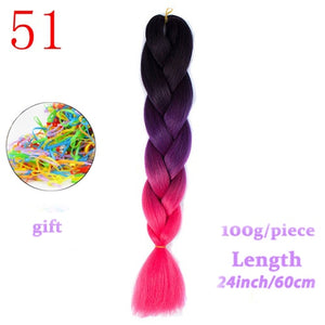 MERISIHAIR 24 inch Jumbo Braids Long Ombre Jumbo Synthetic Braiding Hair Crochet Blonde Pink Blue Grey Hair Extensions African