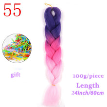 Load image into Gallery viewer, MERISIHAIR 24 inch Jumbo Braids Long Ombre Jumbo Synthetic Braiding Hair Crochet Blonde Pink Blue Grey Hair Extensions African