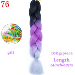 MERISIHAIR 24 inch Jumbo Braids Long Ombre Jumbo Synthetic Braiding Hair Crochet Blonde Pink Blue Grey Hair Extensions African