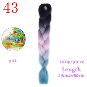 MERISIHAIR 24 inch Jumbo Braids Long Ombre Jumbo Synthetic Braiding Hair Crochet Blonde Pink Blue Grey Hair Extensions African