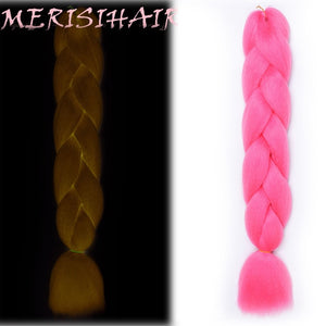 MERISIHAIR 24 inch Jumbo Braids Long Ombre Jumbo Synthetic Braiding Hair Crochet Blonde Pink Blue Grey Hair Extensions African