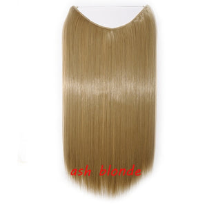 S-noilite 20inch Invisible Wire No Clip One Piece Halo Hair Extension flip in false hair Hairpieces Synthetic hair for women