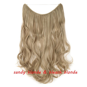 S-noilite 20inch Invisible Wire No Clip One Piece Halo Hair Extension flip in false hair Hairpieces Synthetic hair for women