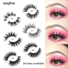 Load image into Gallery viewer, Visofree Mink Lashes 3D Mink Eyelashes 100% Cruelty free Lashes Handmade Reusable Natural Eyelashes Popular False Lashes Makeup