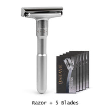 Load image into Gallery viewer, QSHAVE Adjustable Safety Razor Double Edge Classic Mens Shaving Mild to Aggressive 1-6 File Hair Removal Shaver it with 5 Blades