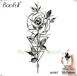 Baofuli Waterproof Temporary Sticker Geometric Planet Jellyfish Tattoo Black Triangle Tattoos Body Arm Men Fake Tatoos Chains